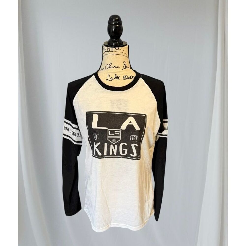 Levelwear Women's Size Large Black White Long Sleeve LA Kings Hockey T-Shirt Top